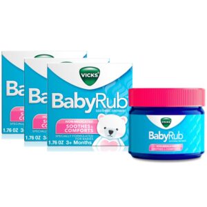 Vicks BabyRub Chest Rub Ointment 1.76 oz (3 Pack) - Soothing Aloe Eucalyptus Lavender and Rosemary from the makers of VapoRub (OLD)