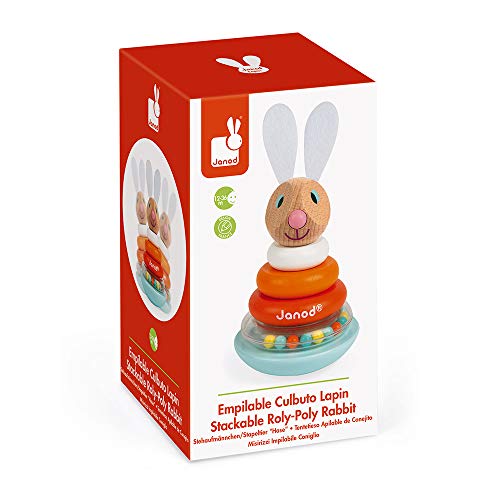 Janod Lapin Wooden Stackable Roly-Poly Rabbit - Ages 1+ - J08248