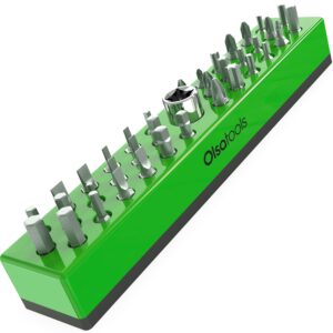 olsa tools hex bit organizer with magnetic base | magnetic hex bit organizer for your specialty, drill or tamper bits (green) | magnetic bit holder | hex holder | professional grade