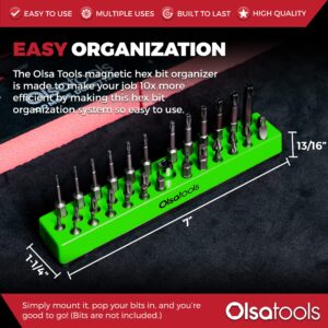 Olsa Tools Hex Bit Organizer with Magnetic Base | Magnetic Hex Bit Organizer for Your Specialty, Drill or Tamper Bits (Green) | Magnetic Bit Holder | Hex Holder | Professional Grade