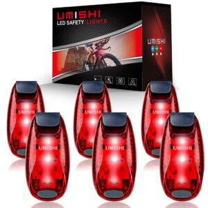 umishi led safety light (6 pack), clip on strobe running lights for runners, walking, bicycle, dog collar, stroller, best night high visibility accessories for your reflective gear