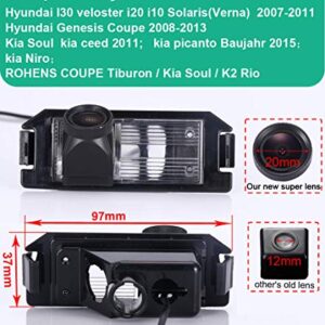 HDMEU HD Color CCD Waterproof Vehicle Car Rear View Backup Camera, 170° Viewing Angle Reversing Camera, for Hyundai I30 Veloster i20 i10 Verna Genesis Coupe Kia Soul Ceed picanto NIRO K2 Rio