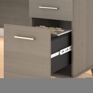 Bush Furniture Somerset 60W Office Desk with Lateral File Cabinet and 5 Shelf Bookcase in Ash Gray