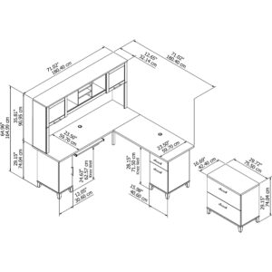 Bush Furniture Somerset L Shaped Desk with Hutch and Lateral File Cabinet