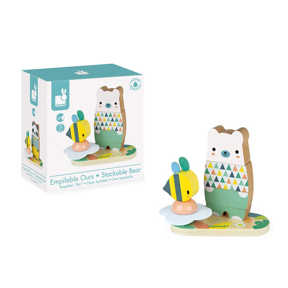 Janod Pure 2-in1 Wood Stackable Bear - 12+ Months - J05156