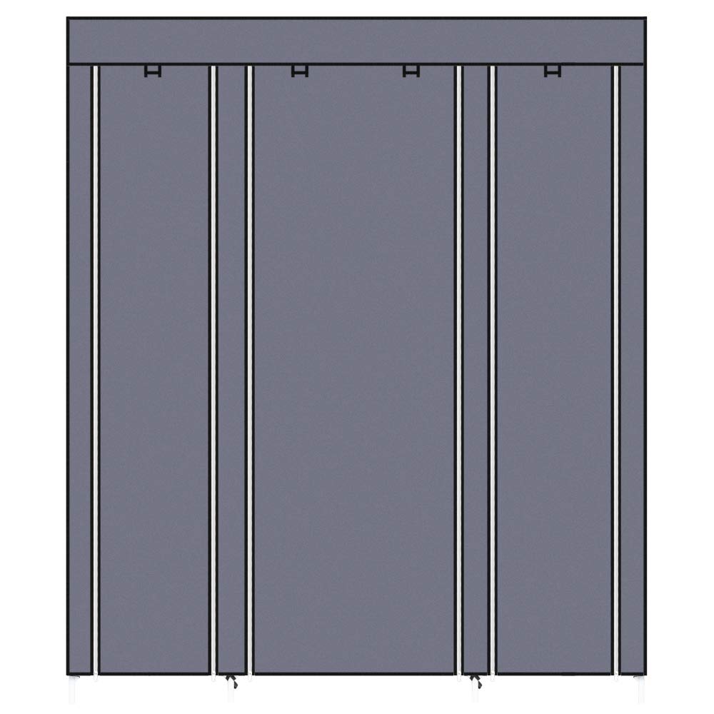 59" SP512 Portable Closet Organizer Non-Woven Fabric Clothes Wardrobe Closet Shelves,Quick and Easy to Assemble (Grey)