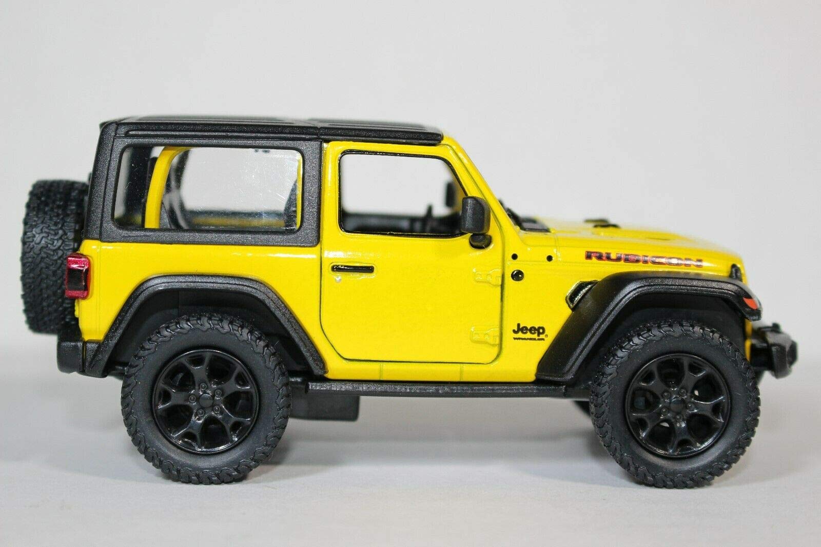 KiNSMART 2018 Jeep Wrangler Rudicon Hard Top Yellow 5" 1:34 Scale Die Cast Metal Model Toy w/ Pullback Action