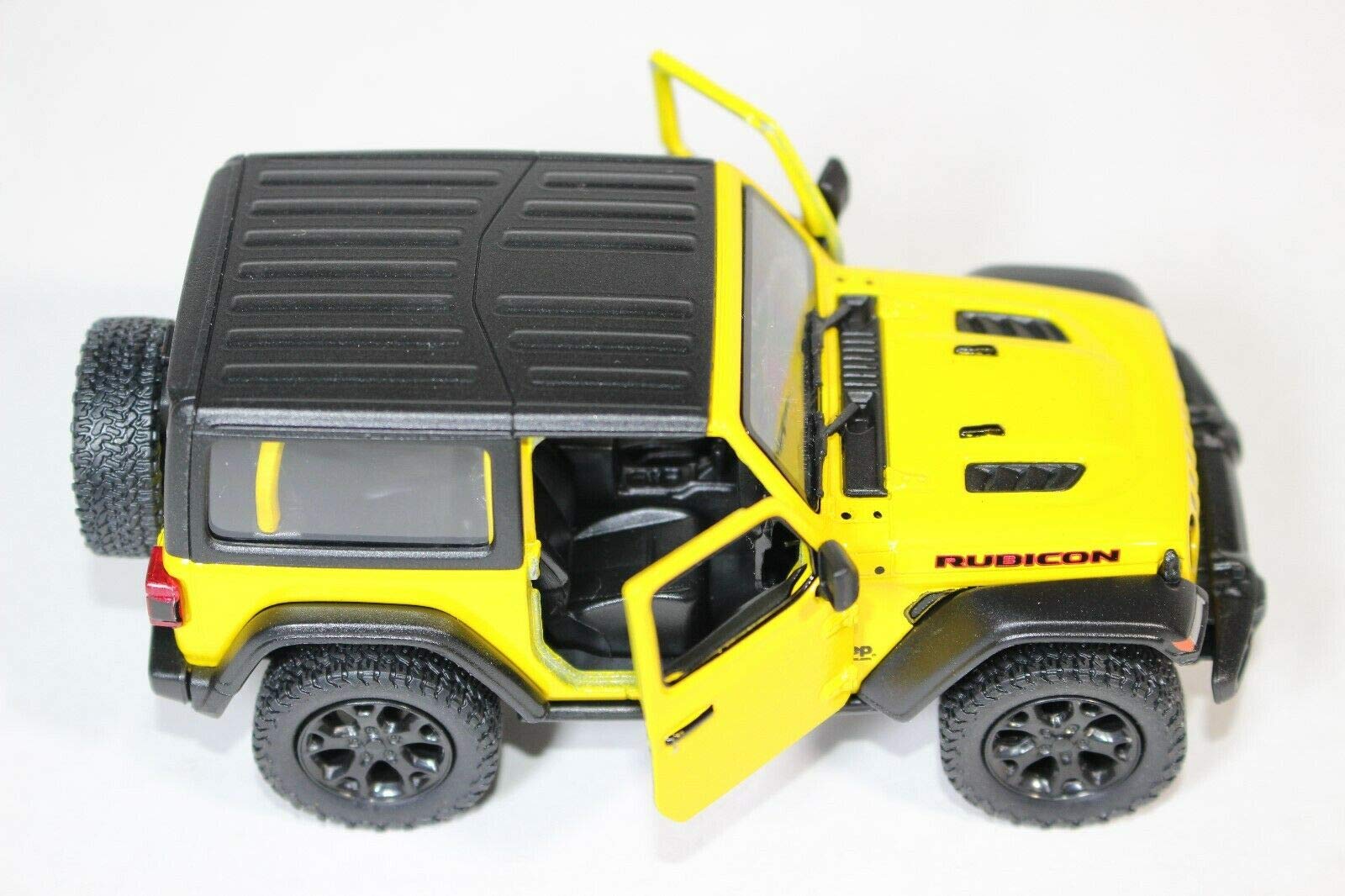 KiNSMART 2018 Jeep Wrangler Rudicon Hard Top Yellow 5" 1:34 Scale Die Cast Metal Model Toy w/ Pullback Action