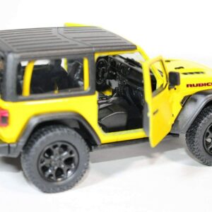 KiNSMART 2018 Jeep Wrangler Rudicon Hard Top Yellow 5" 1:34 Scale Die Cast Metal Model Toy w/ Pullback Action