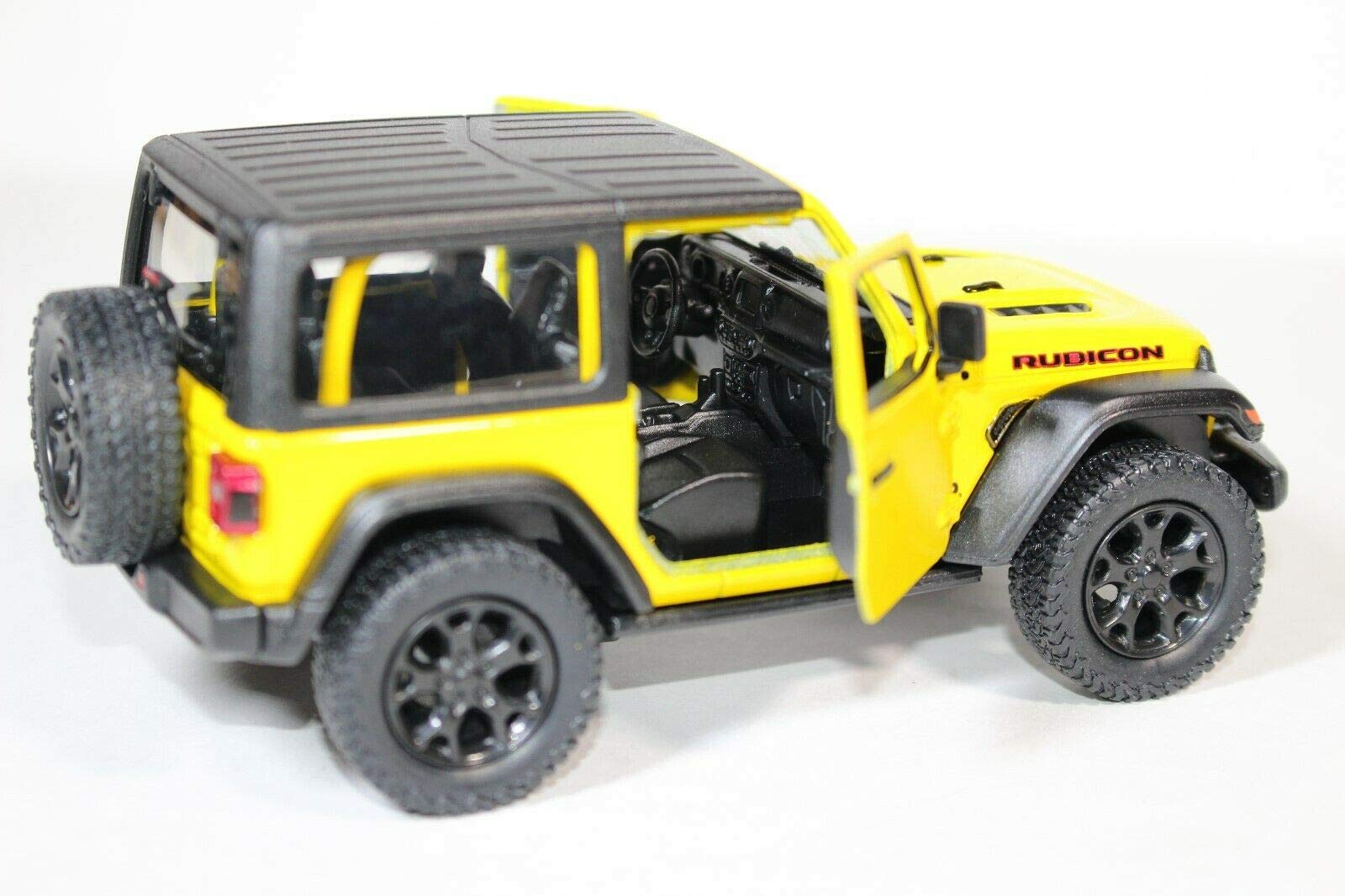 KiNSMART 2018 Jeep Wrangler Rudicon Hard Top Yellow 5" 1:34 Scale Die Cast Metal Model Toy w/ Pullback Action