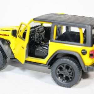 KiNSMART 2018 Jeep Wrangler Rudicon Hard Top Yellow 5" 1:34 Scale Die Cast Metal Model Toy w/ Pullback Action