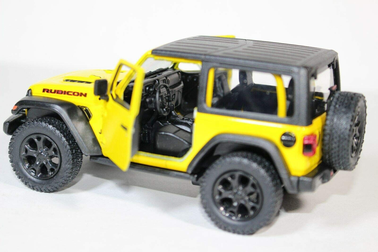 KiNSMART 2018 Jeep Wrangler Rudicon Hard Top Yellow 5" 1:34 Scale Die Cast Metal Model Toy w/ Pullback Action