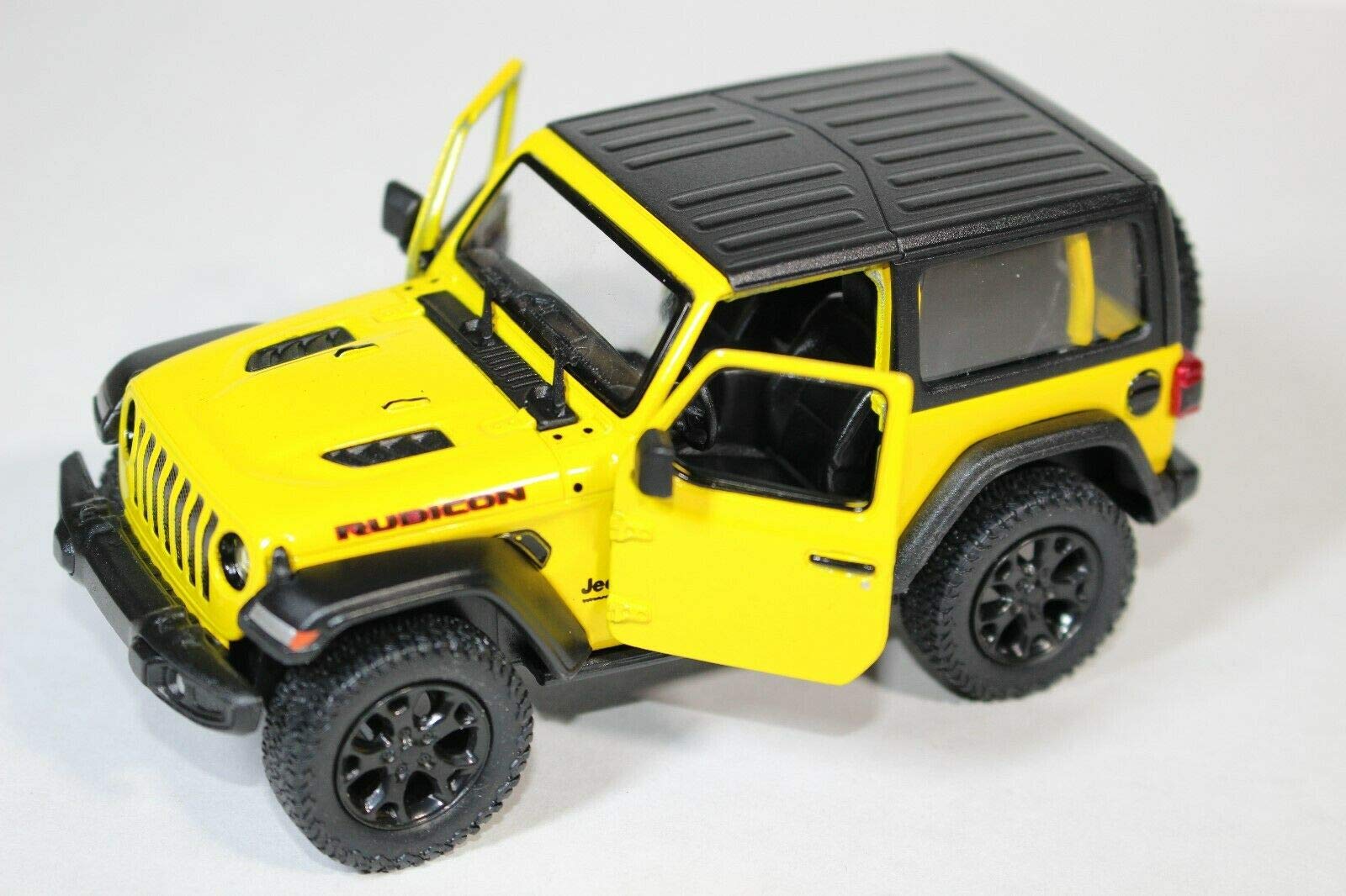 KiNSMART 2018 Jeep Wrangler Rudicon Hard Top Yellow 5" 1:34 Scale Die Cast Metal Model Toy w/ Pullback Action