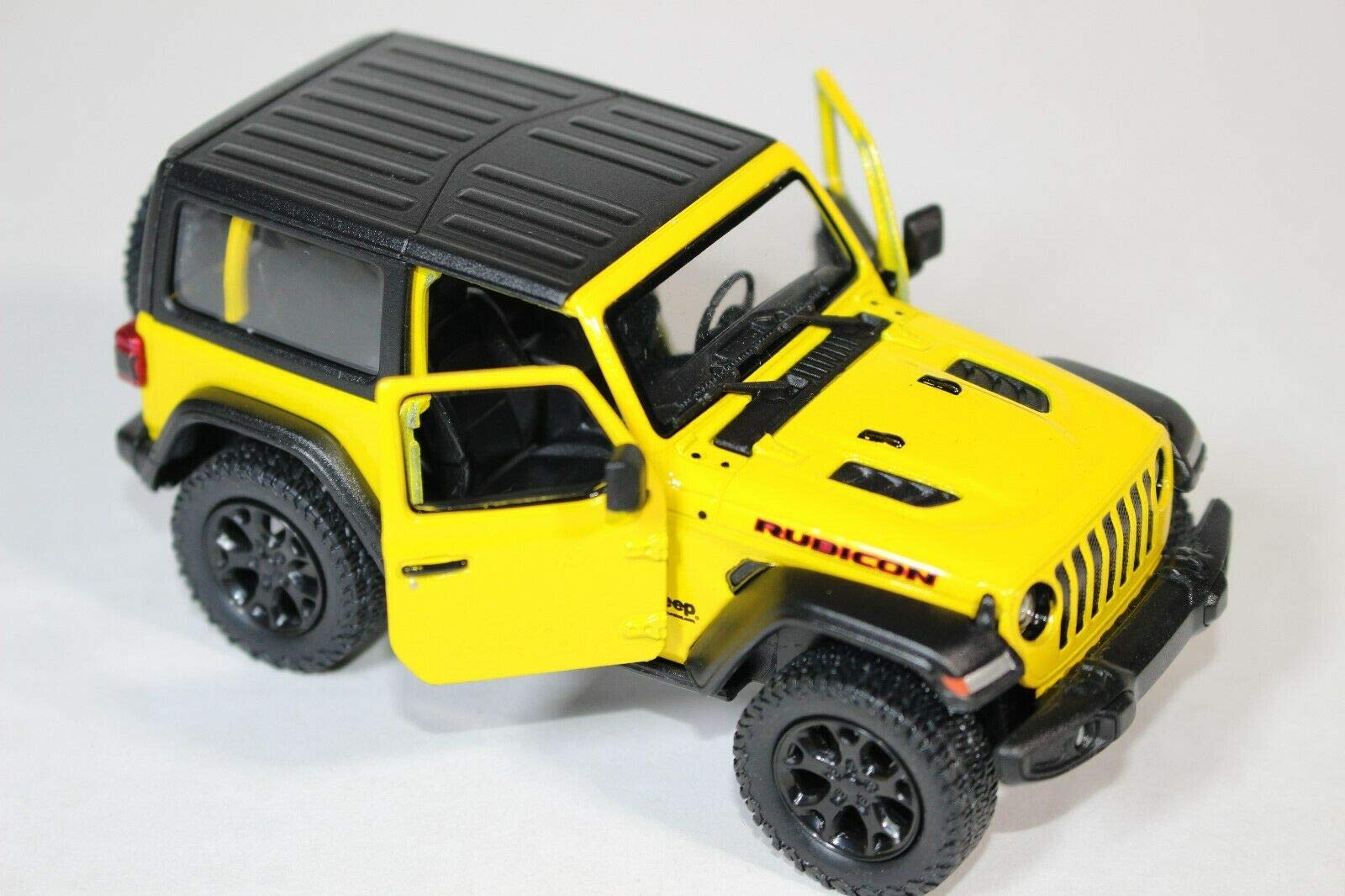 KiNSMART 2018 Jeep Wrangler Rudicon Hard Top Yellow 5" 1:34 Scale Die Cast Metal Model Toy w/ Pullback Action