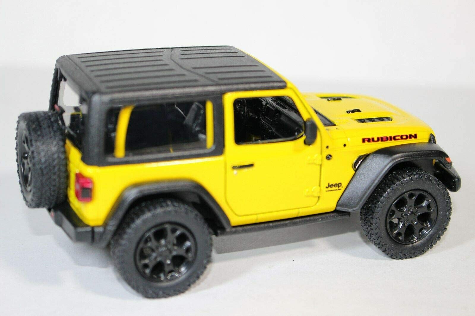 KiNSMART 2018 Jeep Wrangler Rudicon Hard Top Yellow 5" 1:34 Scale Die Cast Metal Model Toy w/ Pullback Action