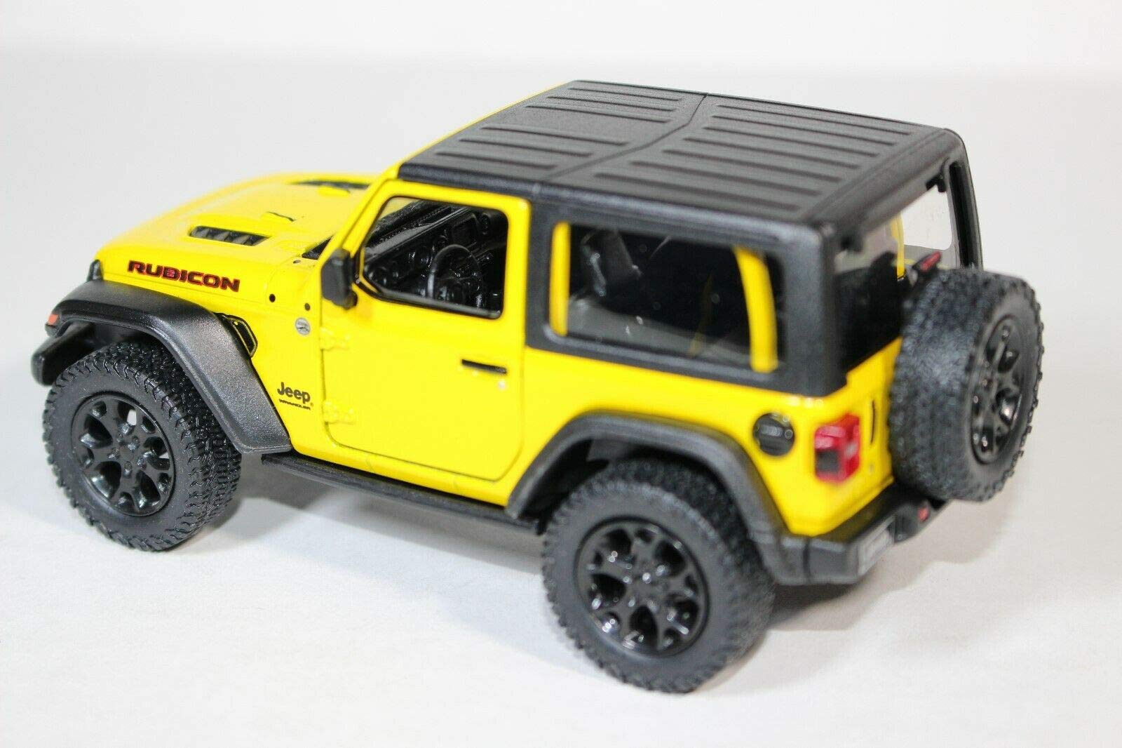 KiNSMART 2018 Jeep Wrangler Rudicon Hard Top Yellow 5" 1:34 Scale Die Cast Metal Model Toy w/ Pullback Action