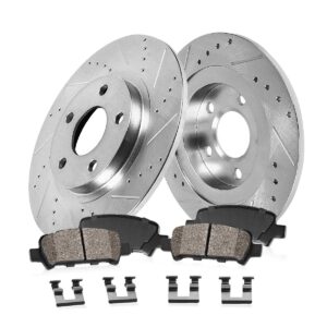 callahan rear brake kit for ford taurus explorer flex lincoln mks mkx mkt drilled and slotted brake rotors ceramic brakes pads replacement: 12.99" inch rear rotors