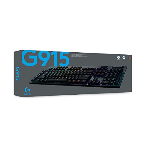 Logitech G915 LIGHTSPEED RGB Mechanical Gaming Keyboard, Low Profile GL Tactile Key Switch, LIGHTSYNC RGB, Advanced Wireless and Bluetooth Support - Tactile,Black