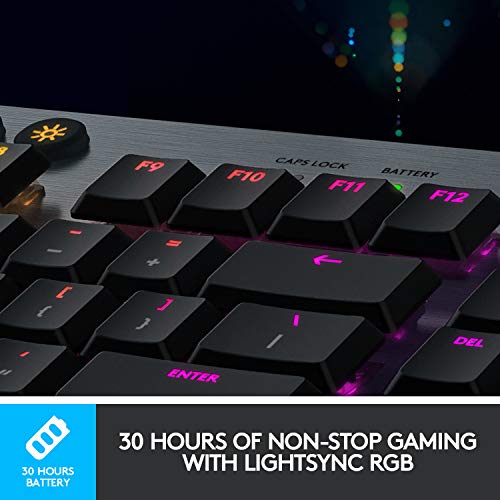 Logitech G915 LIGHTSPEED RGB Mechanical Gaming Keyboard, Low Profile GL Tactile Key Switch, LIGHTSYNC RGB, Advanced Wireless and Bluetooth Support - Tactile,Black