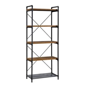 sauder iron city tall bookcase/book shelf, checked oak finish