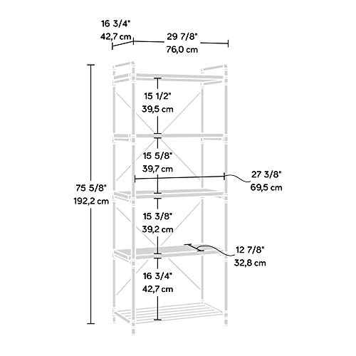 Sauder Iron City Tall Bookcase/Book Shelf, Checked Oak Finish