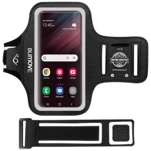 BUMOVE Running Armband for Samsung Galaxy S24 Ultra,S23 Ultra,S22 Ultra,S22 Ultra,Gym Workouts Sports Phone Arm Band, with Card Holder (Black)