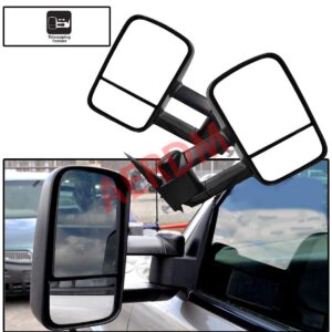 AERDM New Pair Towing Mirrors Manual Operated Textured Black Telescoping Trailer Side Mirrors Fit Chevy/GMC/Cadillac Silverado Sierra Avalanche Suburban Tahoe Yukon XL Escalade EXT ESV