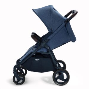 Valco Baby Trend Duo Light Weight Side by Side Double Stroller 2023 (Denim Blue) - Easy and Compact fold, Multi-Position Recline, Large Canopy, Independent Twin Vents and More - Luxurious Twin Pram