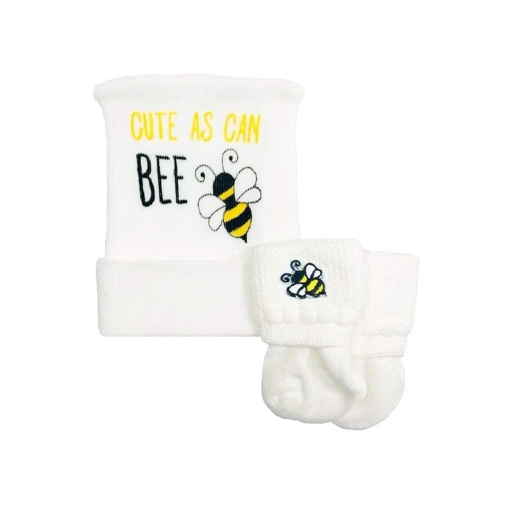 Nurses Choice Newborn Baby Cute As Can BEE Hat & Sock Set Yellow