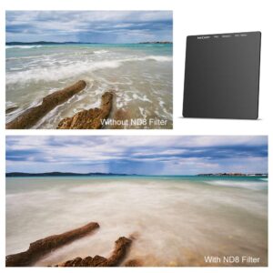 K&F Concept 100 x 100mm ND8 (3-Stop) Square Filter Ultra Slim HD 28 Multi-Layer Coatings Neutral Density Import AGC Optical Glass