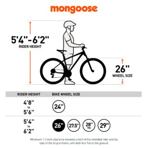 Mongoose Status 2.4 Men and Women Mountain, 27.5-Inch Wheels, 21-Speed Shifters, Aluminum Frame, Dual Suspension, Dark Silver