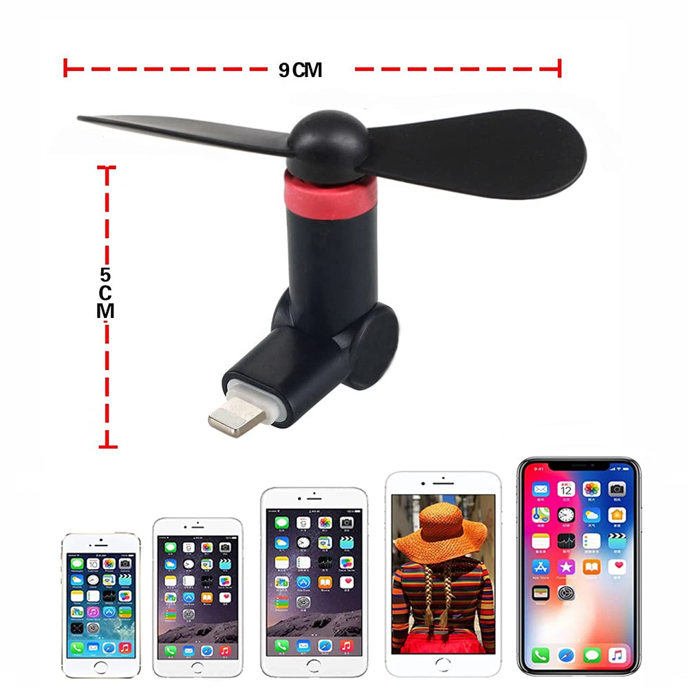 Mini Phone Fan, Wuedozue 180 Rotating Portable Cool Cooler Mobile Phone Fan Compatible with iPhone 14/14Pro Max/13/13 Pro Max/12/12 Pro Max/11/11 Pro/11 Pro Max/X/Xs/Xr/iPad and More (black)