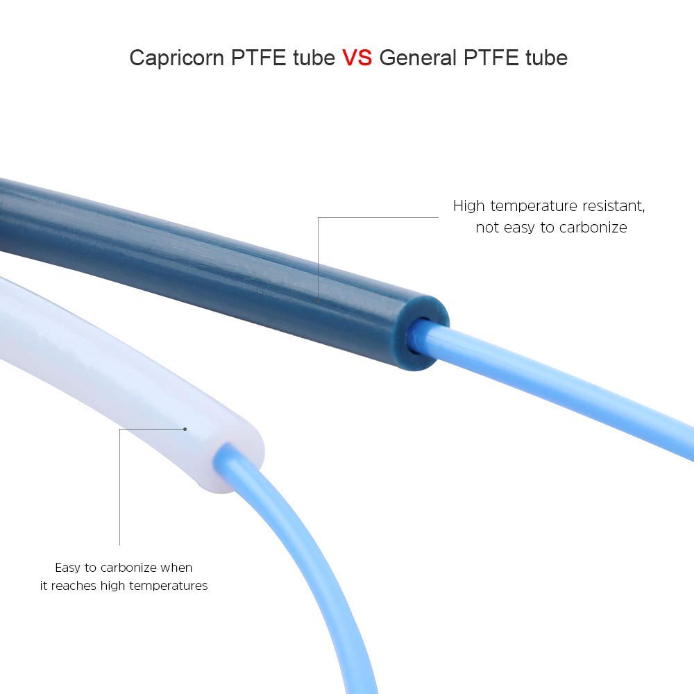 Capricorn Bowden PTFE Tubing 1M XS Series for 1.75mm Filament, with Pneumatic Fittings, Hotend Socks and 0.4mm Nozzles, PTFE Teflon Tube Cutter for Ender 3/Ender 3 Pro/Ender 3 V2/Ender 5/CR-10/10S