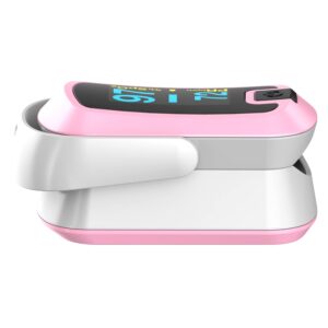 mibest OLED Finger Pulse Oximeter, O2 Meter, Dual Color White/Pink