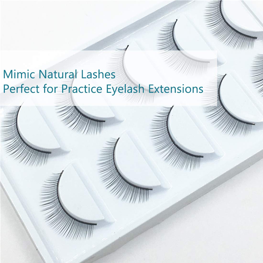OBEYA 25 Pairs Practice Lashes for Lash Extensions on Mannequin Head or Make Own Lashes, Training Lashes Mimic Natural Lashes Self Adhesive 8mm Practice Eyelash Strips, Gift 10 Pairs Lash Mapping