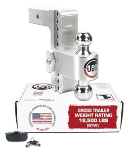 weigh safe adjustable trailer hitch ball mount - 8" adjustable drop hitch for 2.5" receiver - premium heavy duty aluminum trailer tow hitch w/chrome plated tow balls (2" & 2 5/16") - 18,500 gtw