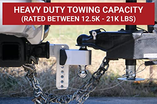 Weigh Safe Adjustable Trailer Hitch Ball Mount - 8" Adjustable Drop Hitch for 2.5" Receiver - Premium Heavy Duty Aluminum Trailer Tow Hitch w/Chrome Plated Tow Balls (2" & 2 5/16") - 18,500 GTW