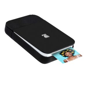 zink kodak smile instant digital bluetooth printer for iphone & android – edit, print & share 2x3 zink photos w/ smile app (black/ white)