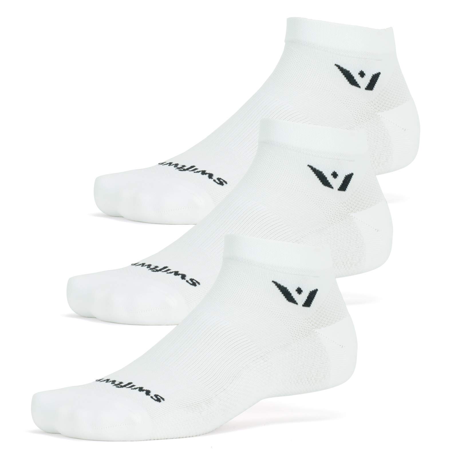 Swiftwick - PERFORMANCE ONE (3 Pairs) Running & Golf Socks, Lightweight Cushion (White, Large)