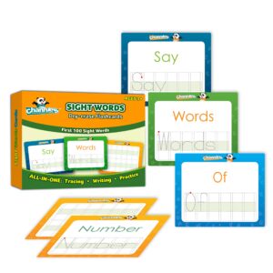 Channie’s Visual Dry Erase Flashcards for Pre-K Through First Grade Students’ to Learn to Trace, Practice &Write Their First 100 Sight Words, Ages 3+, 5.5” x 4.25