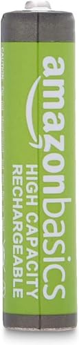 Amazon Basics 12-Pack Rechargeable AAA NiMH High-Capacity Batteries, 850 mAh, Recharge up to 500x Times, Pre-Charged