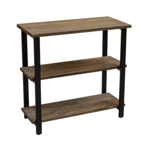 Alaterre Furniture Pomona 31" Tall 2-Tier Solid Wood and Metal Under-Window Bookcase, Rustic Reclaimed Wood Design, Industrial, Stylish, Durable Lacquer Finish, Living Room, Home Office, Bedroom