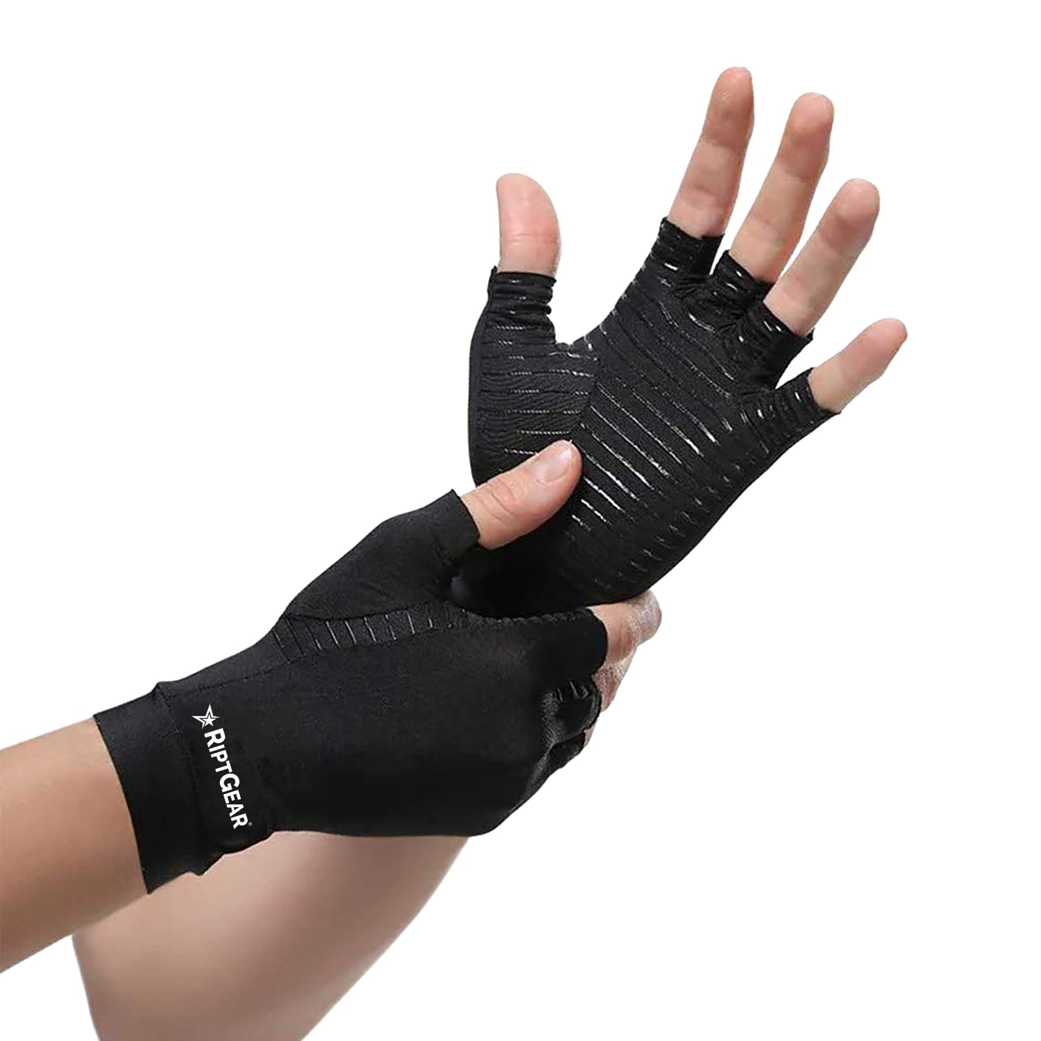 RiptGear Compression Gloves for Women and Men for Arthritis (Pair) - Women's and Mens Gloves for Hand Pain - Compression Gloves Men and Women - Golf Bowling Cycling Tennis (Medium)