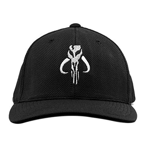 SW Mandalorian Skull Embroidered Flexfit Adult Cool & Dry Sport Cap Hat - [Black][S/M]