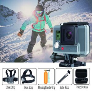 Navitech 30-in-1 Action Camera Accessories Combo Kit with EVA Case Compatible with The PNJ CAM | AEE MD10 WiFi | ST 4K Action Camera | PNJ Cam | AEE S50 PRO| AEE S70 PRO| Cam ST4K