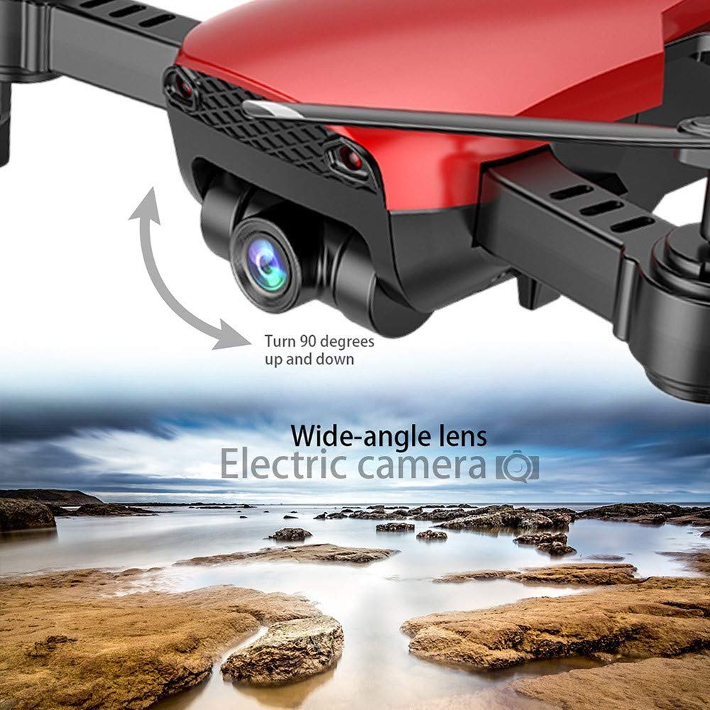 Drone X Pro AIR (RED) 1080P HD Dual Camera Quadcopter with Follow Me Real-Time Transmission Gesture Control Optical Flow Positioning and 2pcs Batteries Included