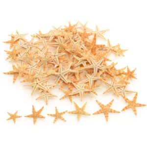 tihood 90pcs 0.4"-1.2" small starfish star sea shell beach crafts decor (yellow)