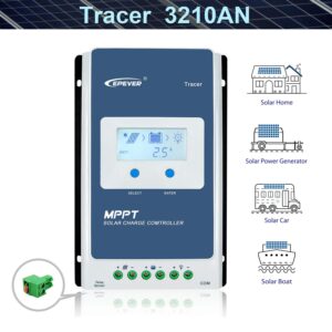 EPEVER MPPT Charge Controller 30A Max PV 100V Input 12V/24V Auto, Negative Grounded with MT50 & Temperature Sensor, Work for Lead-Acid Sealed/Gel(AGM)/Flooded and Lithium Battery(30A+MT50+RTS)