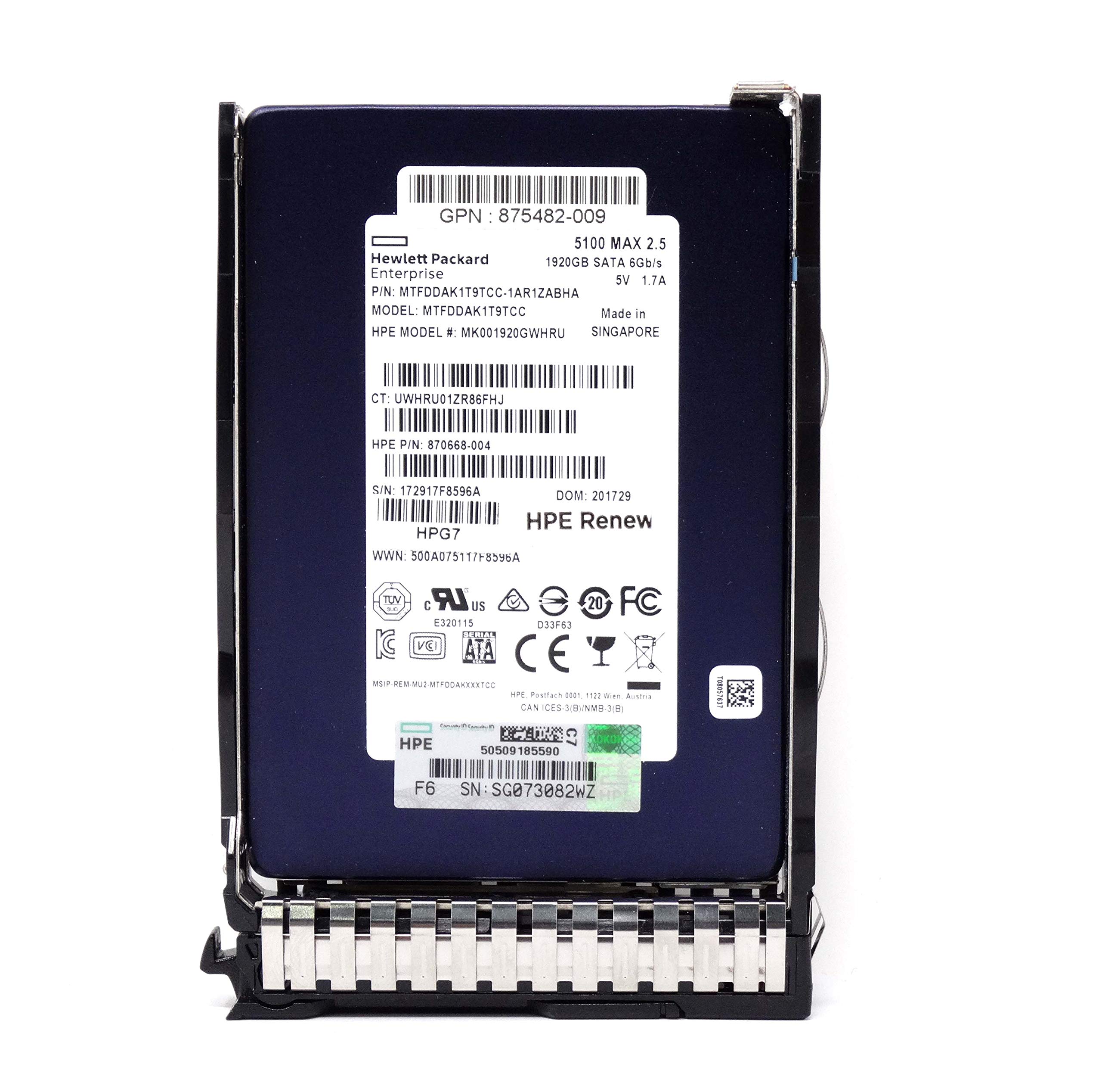 875867-001 HPE 1.92TB 6G MU SATA 2.5'' SFF SC DS SSD