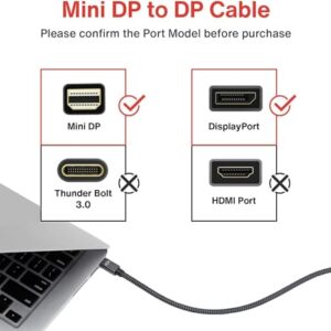 4K Mini DisplayPort to DisplayPort Cable 6.6ft, IVANKY 4K@60Hz, 2K@144Hz Mini DP to DP Cable, Aluminum Shell, Gold-Plated Braided, Thunderbolt to displayport for MacBook Air/Pro, Surface Pro and More